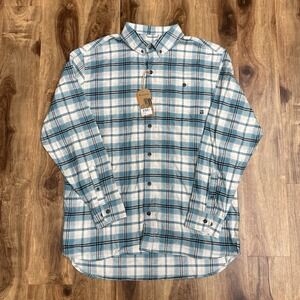 Duck Camp Trailhead Twill Shirt Mens XL Blue Water Plaid Fishing Hunting New